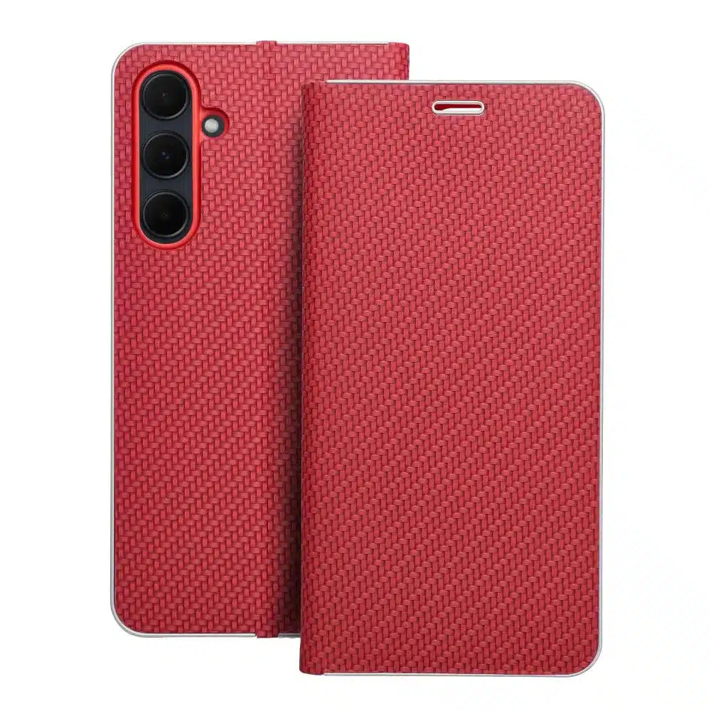 LUNA Book Carbon pouzdro pro SAMSUNG GALAXY A55 5G červené