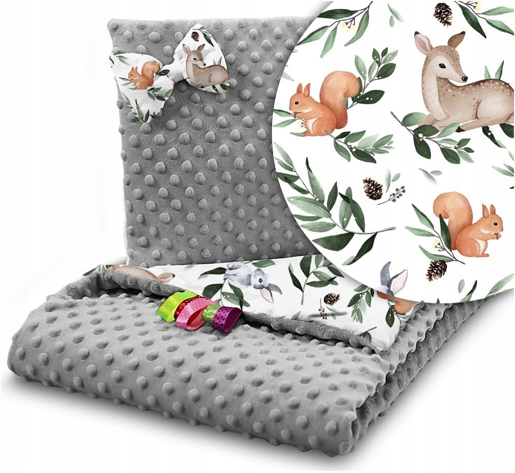 Oboustranná minky deka + polštář