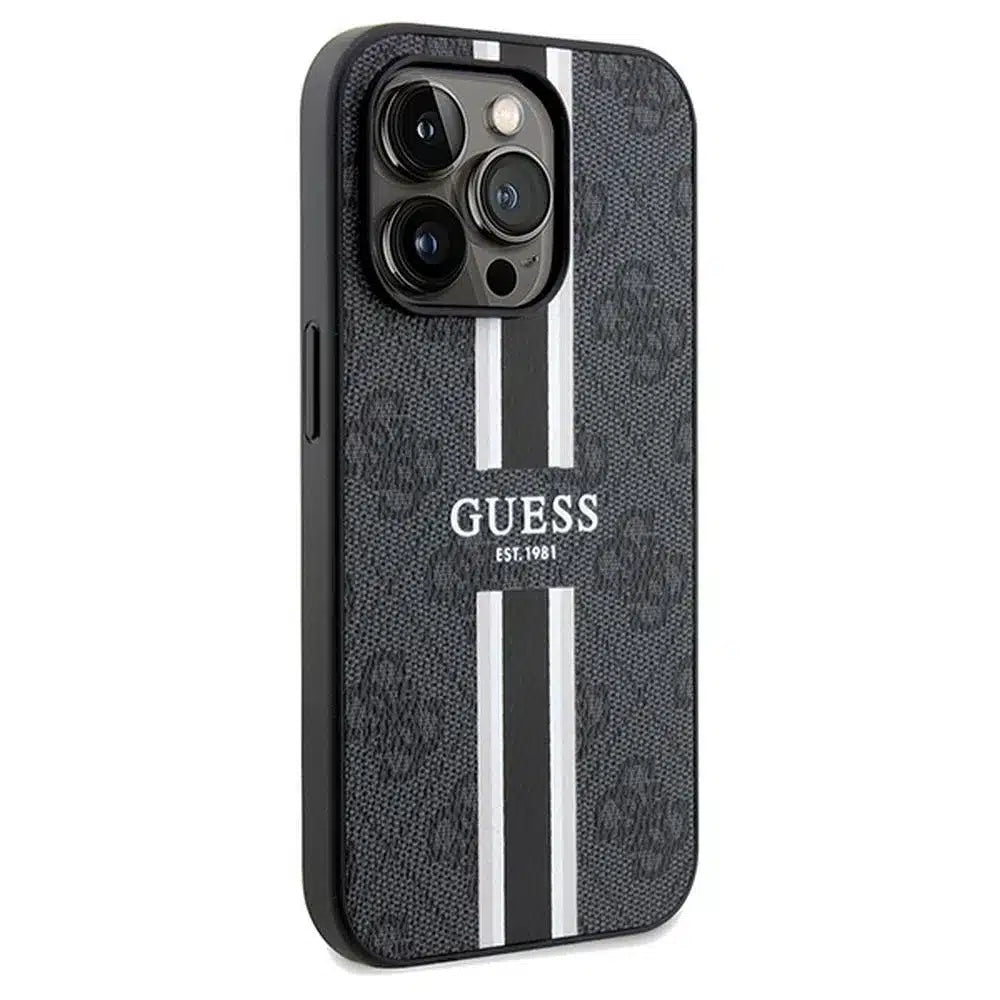 Originální GUESS Hardcase GUHMP15LP4RPSK pouzdro pro iPhone 15 Pro (Magsafe 4G Printed Stripes / černé)