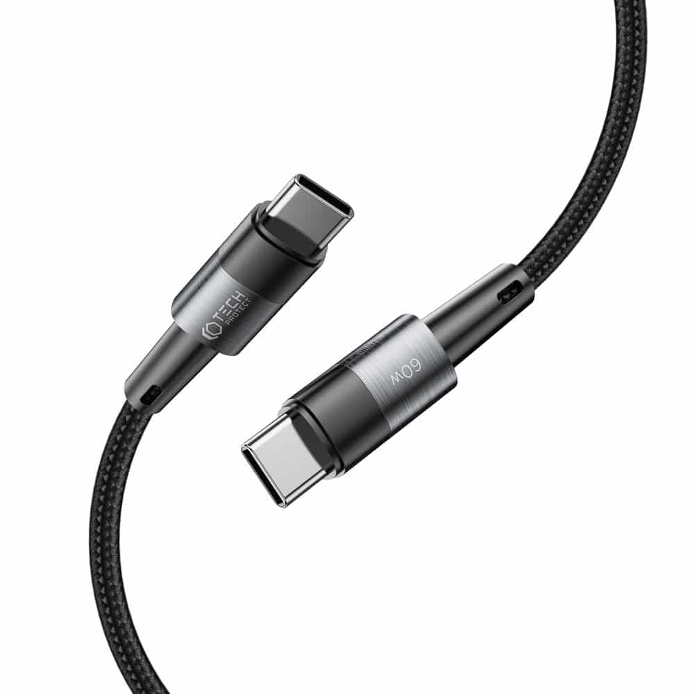 TECH-PROTECT ULTRABOOST KABEL TYPE-C NA TYPE-C PD60W/3A 200CM ŠEDÝ