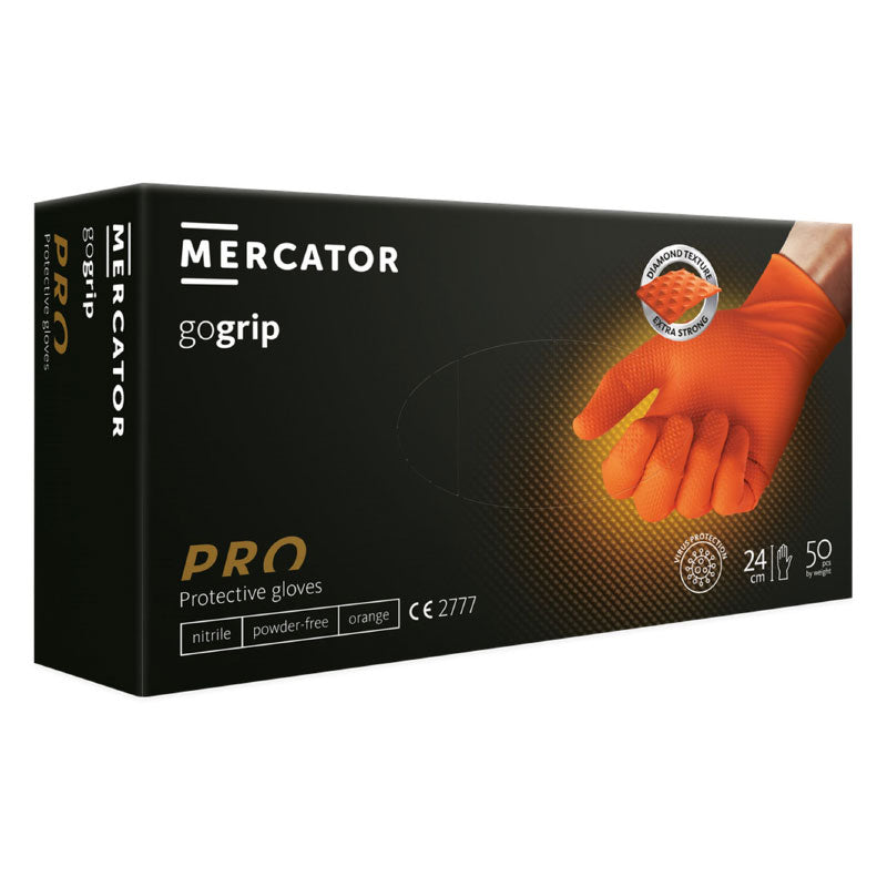 Jednokratne rukavice MERCATOR GOGRIP PRO narančaste bez pudera 50 kom - XL