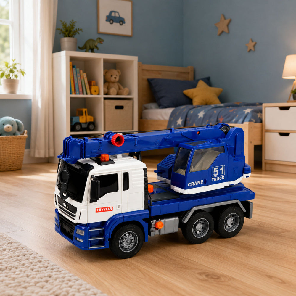 Construction Crane Truck Adjustable Lights Sounds Blue