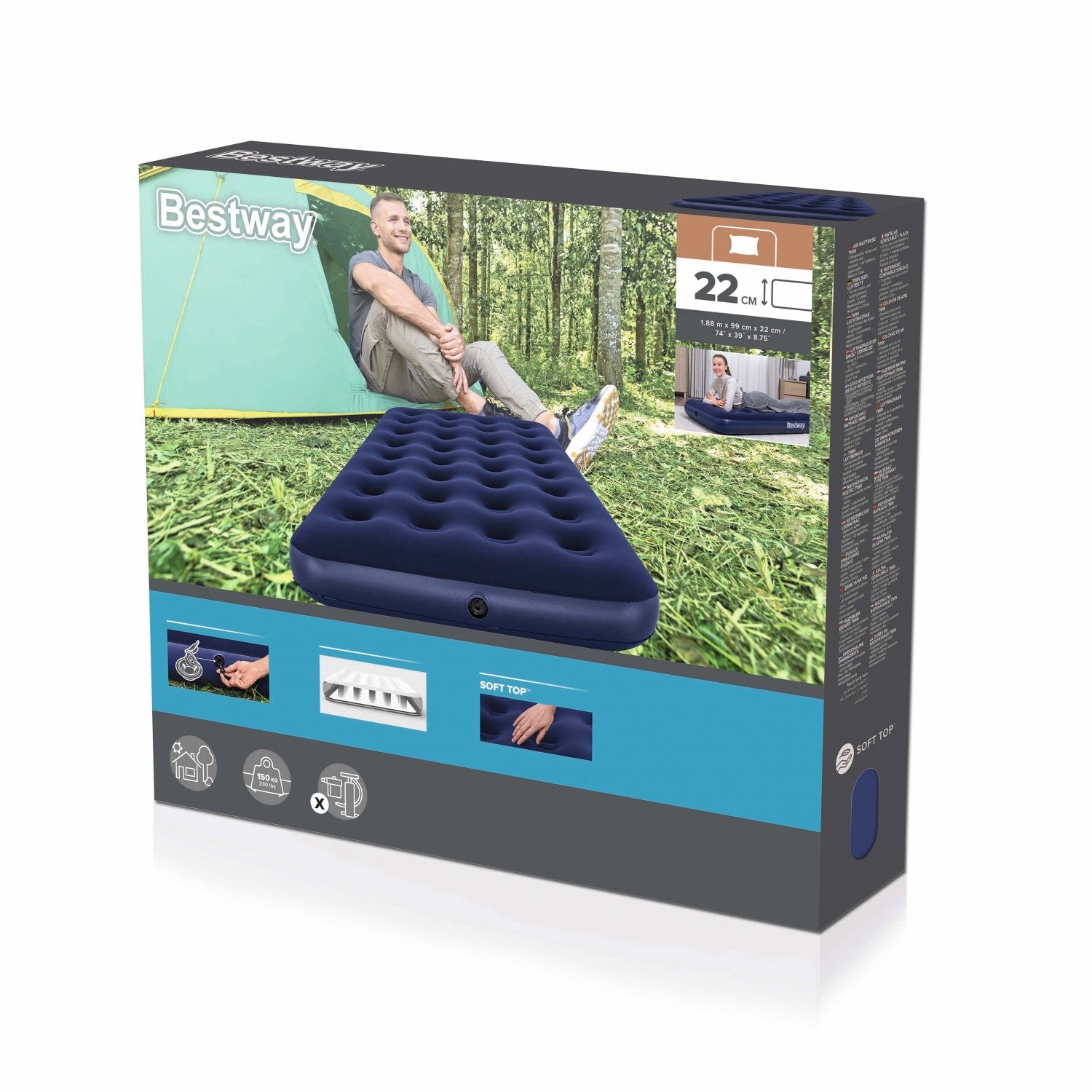 Mattress, Velvet 188 99 22 cm BESTWAY
