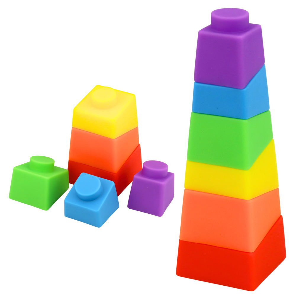 Set of Rubber Blocks Tower Rocket Cosmonaut Colorful 11 ​​pcs.