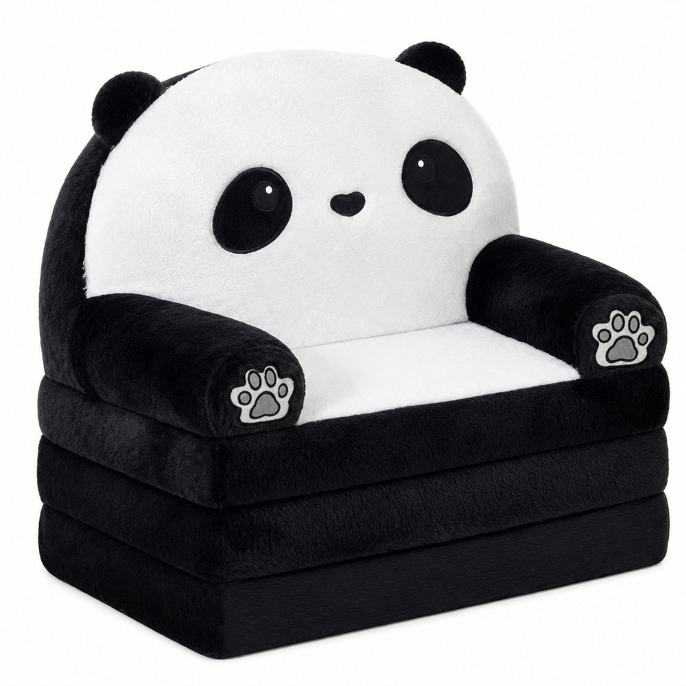 Panda 2in1 Children's Soft Sofa Armchair/Lounge Chair Black and White