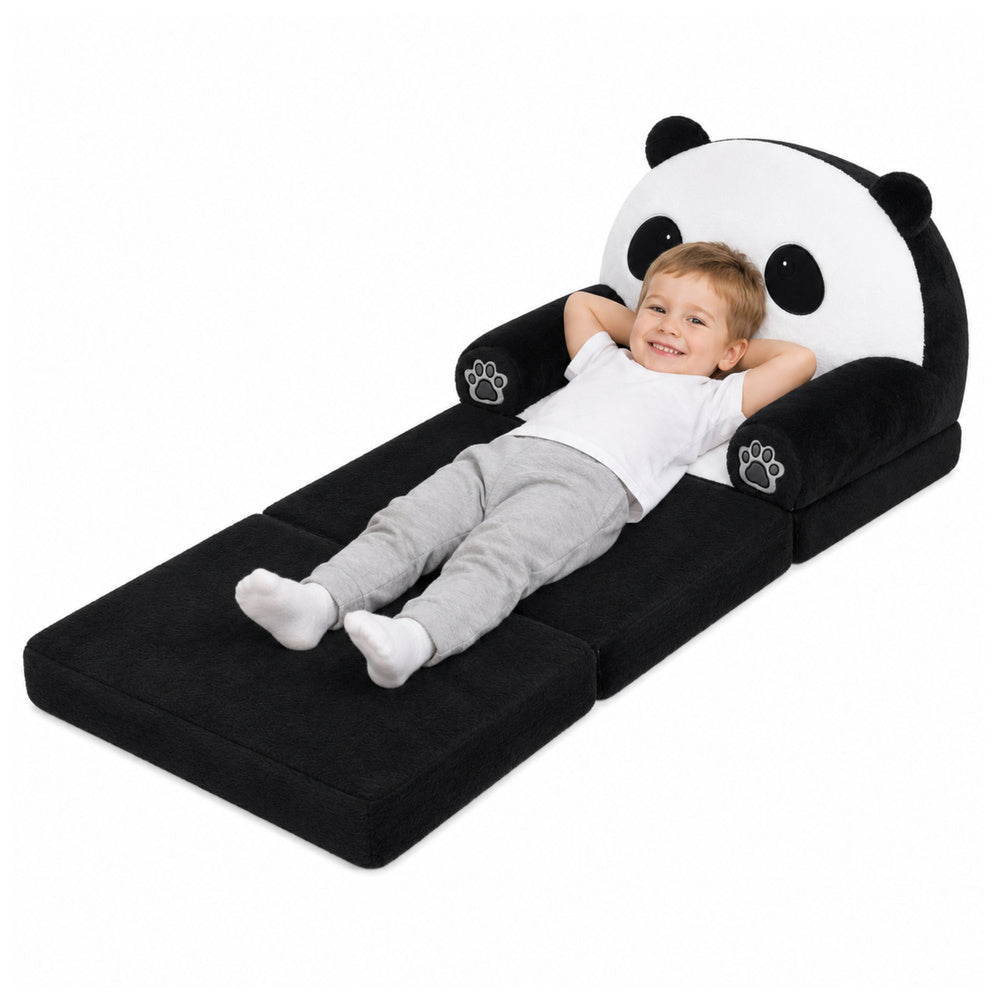 Panda 2in1 Children's Soft Sofa Armchair/Lounge Chair Black and White