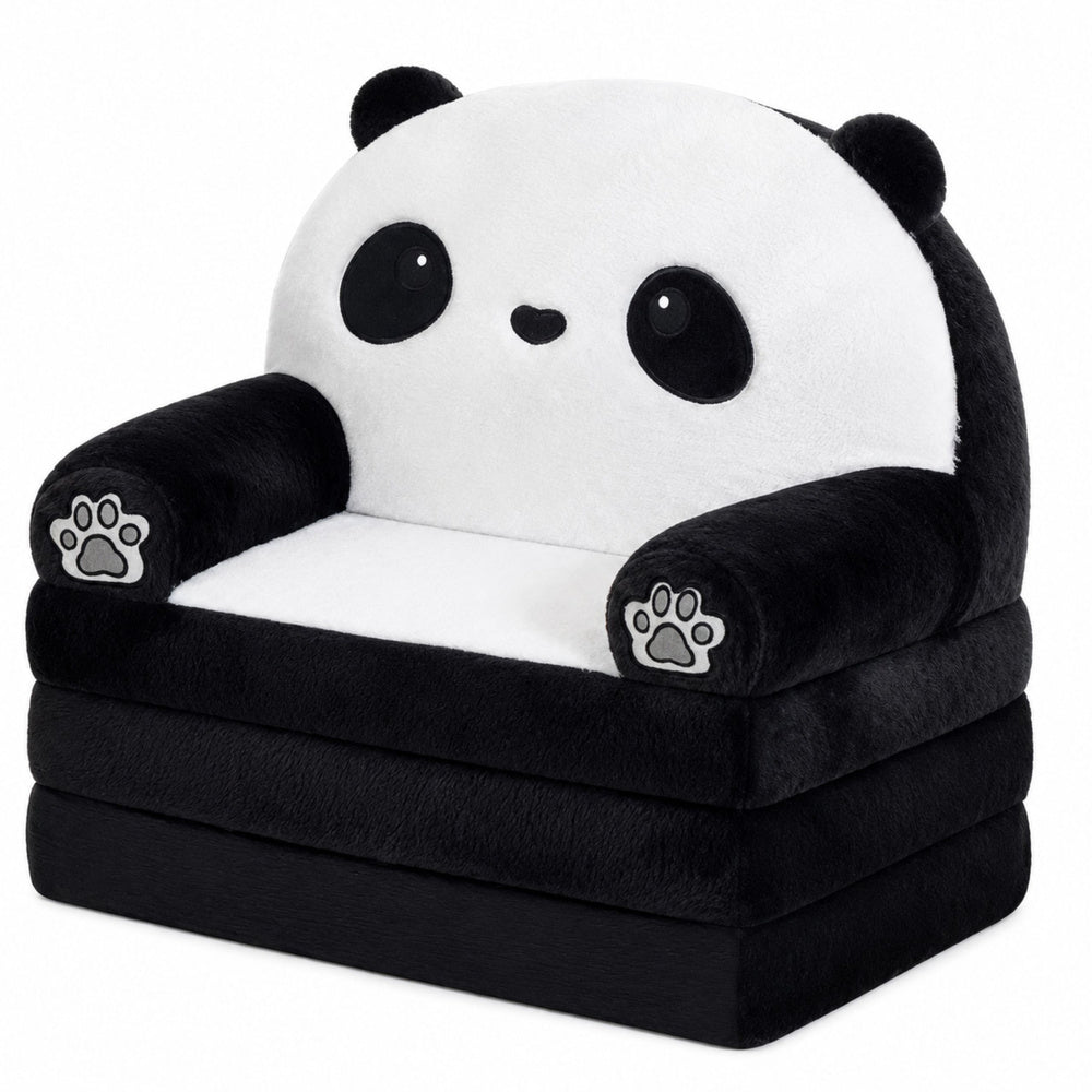 Panda 2in1 Children's Soft Sofa Armchair/Lounge Chair Black and White