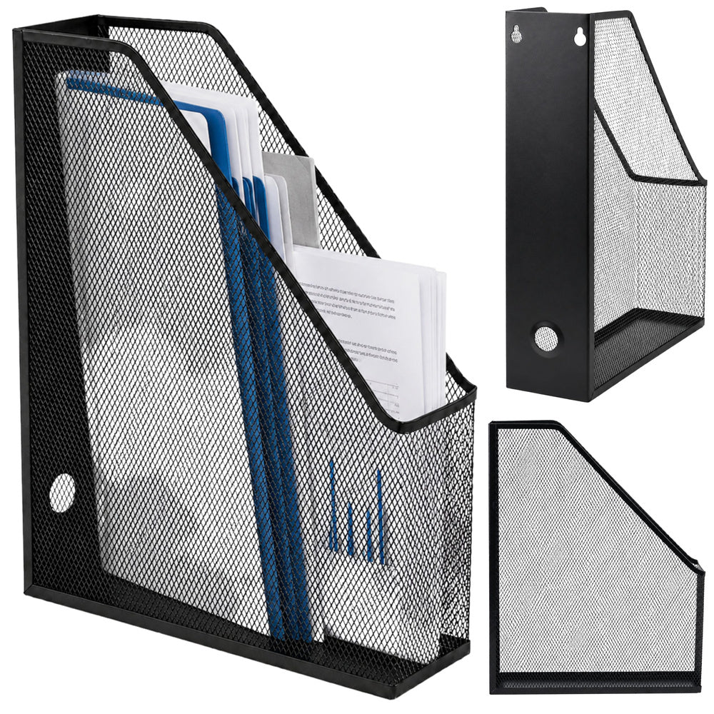 Metal Office Organizer Stand for Documents and Folders, Vertical, Black, A4