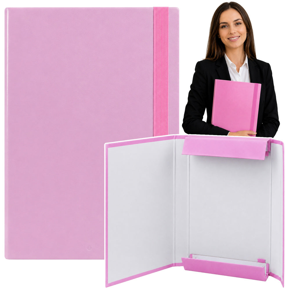 Folder for documents with elastic band, hard, office, pink, A4/4.5 cm