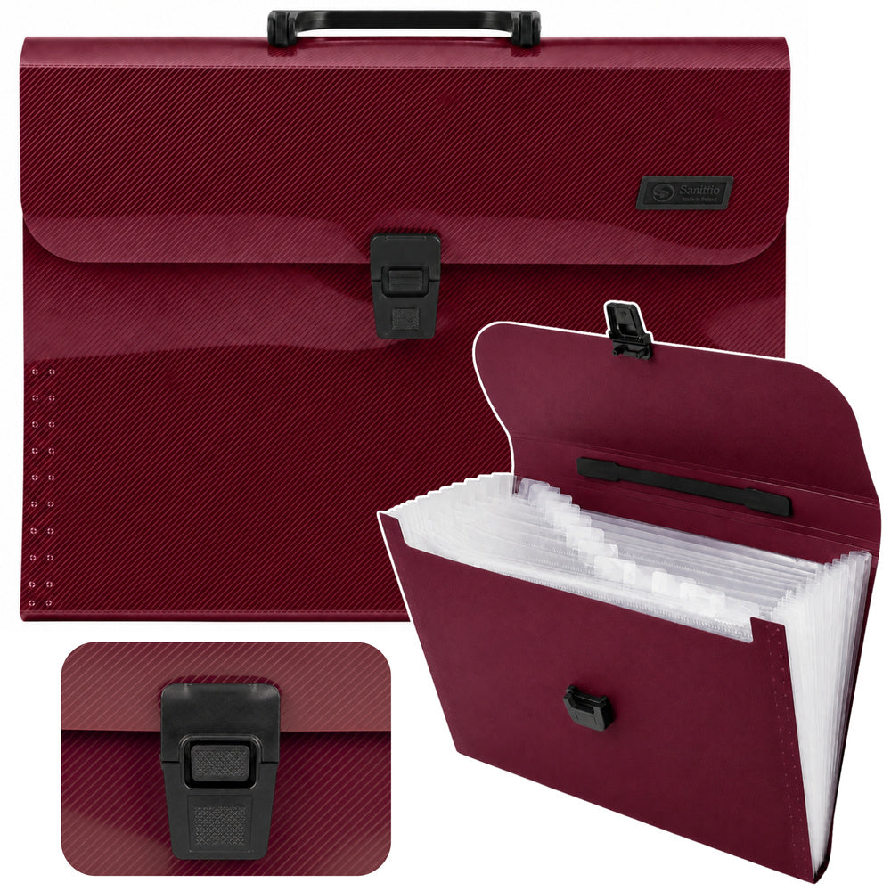 Folder Folder Document Organizer Holder 13 Compartments Burgundy A4