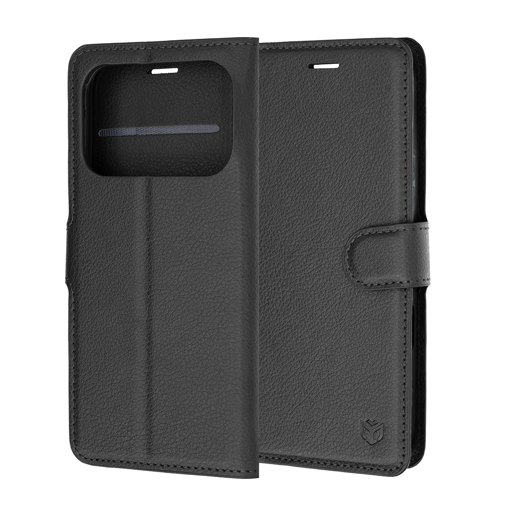Techsuit Leather Folio preklopna maska za Honor 600 / 600 Pro – crna