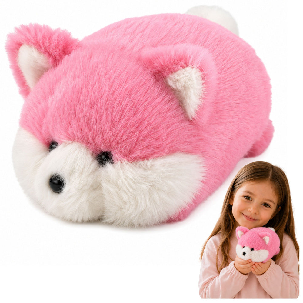 Plush Fox Plush Toy, Pink Soft Fur, 16 cm
