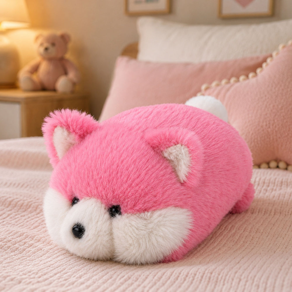 Plush Fox Plush Toy, Pink Soft Fur, 16 cm