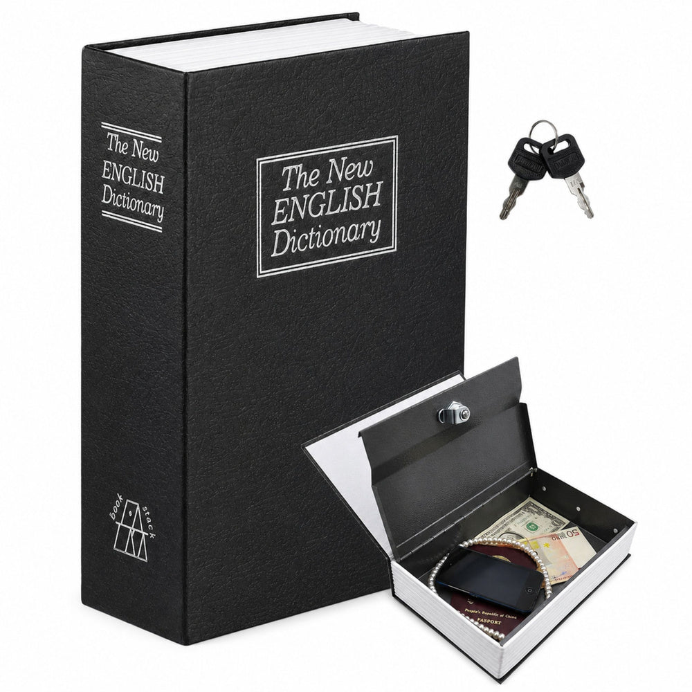 Book-shaped Safe with Key Case, Black, 18x12 cm
