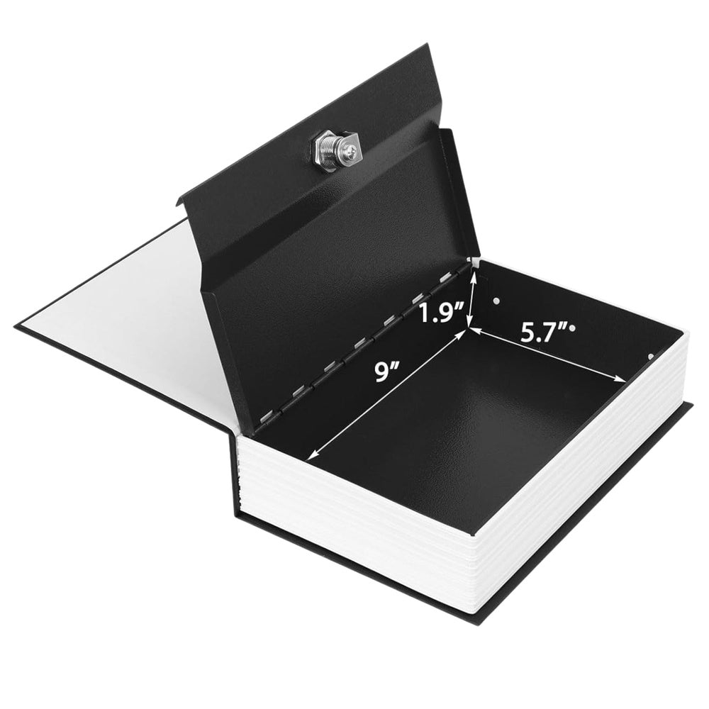 Book-shaped Safe with Key Case, Black, 18x12 cm