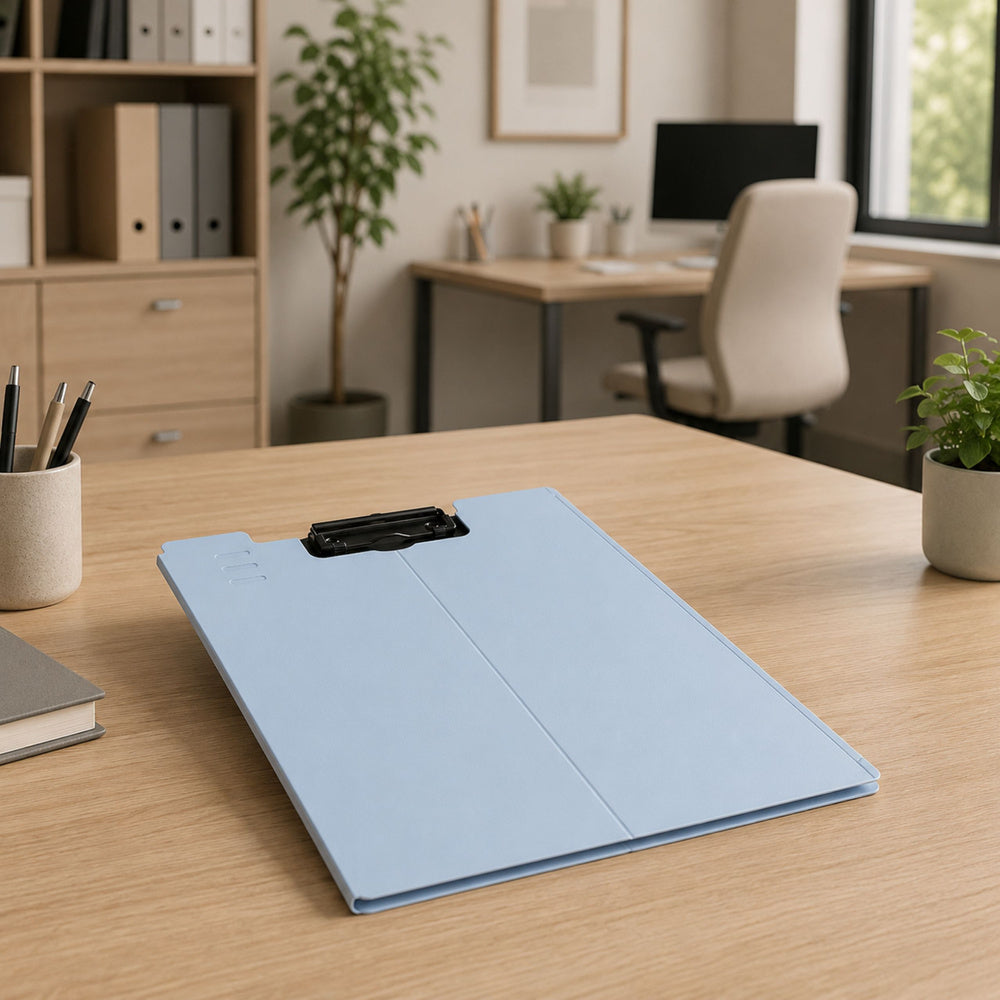 Clipboard Board With Cover Metal Clip A4 Plastic Office Blue