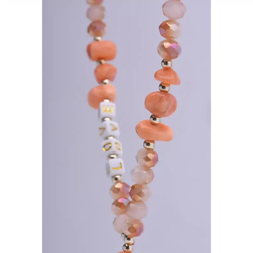 LOVE přívěsek na telefon / délka šňůrky 44 cm (22 cm ve smyčce) / na zápěstí - oranžová