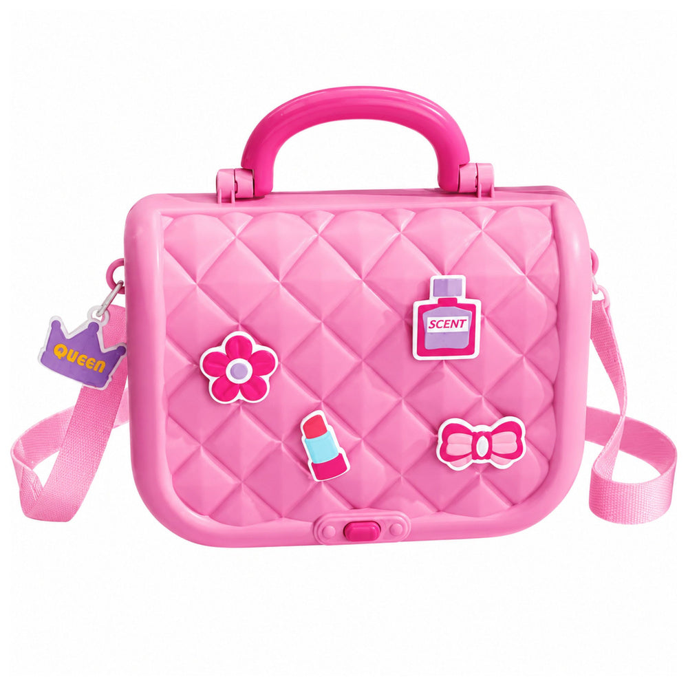 Portable 2-in-1 Beauty Set with Case, Mirror, Cosmetics, and Accessories, Pink