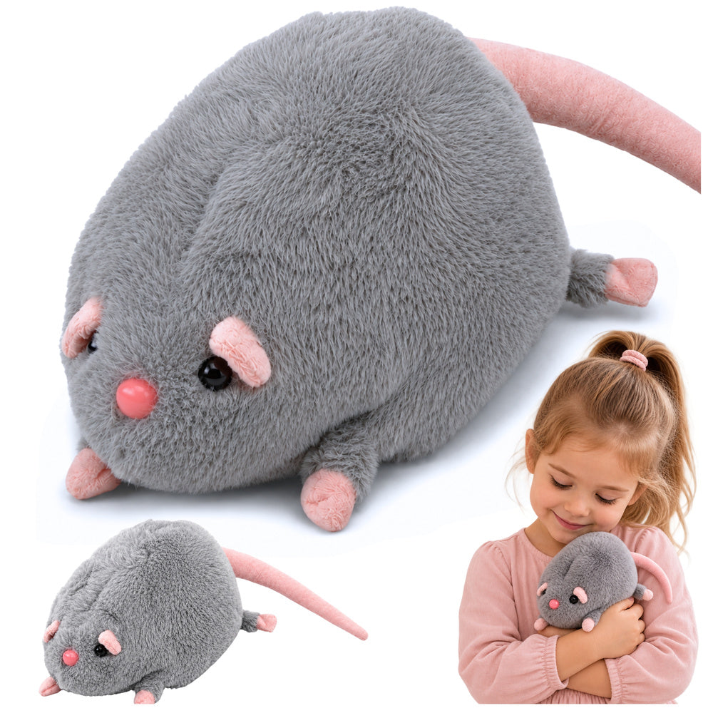 Plush Toy Rat with a Long Tail, Gray, 40cm