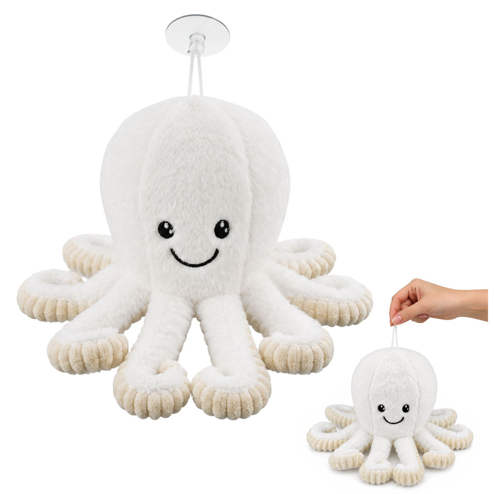 Plush Octopus Plush Toy with Suction Cup, White, 16 cm