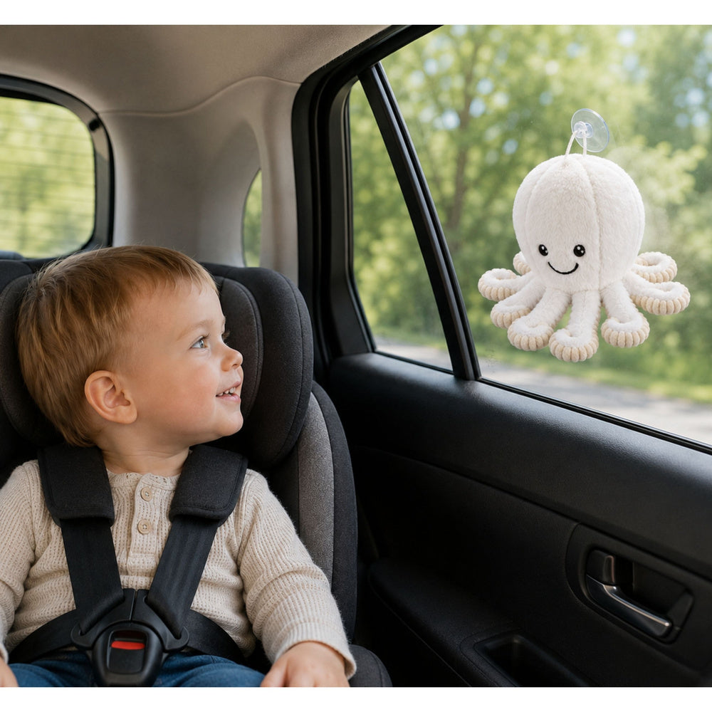 Plush Octopus Plush Toy with Suction Cup, White, 16 cm