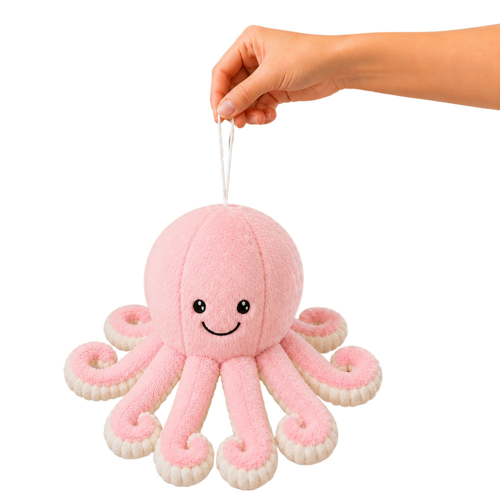 Plush Octopus Plush Toy Cuddly Toy with Elastic Tentacles Pink 30 cm