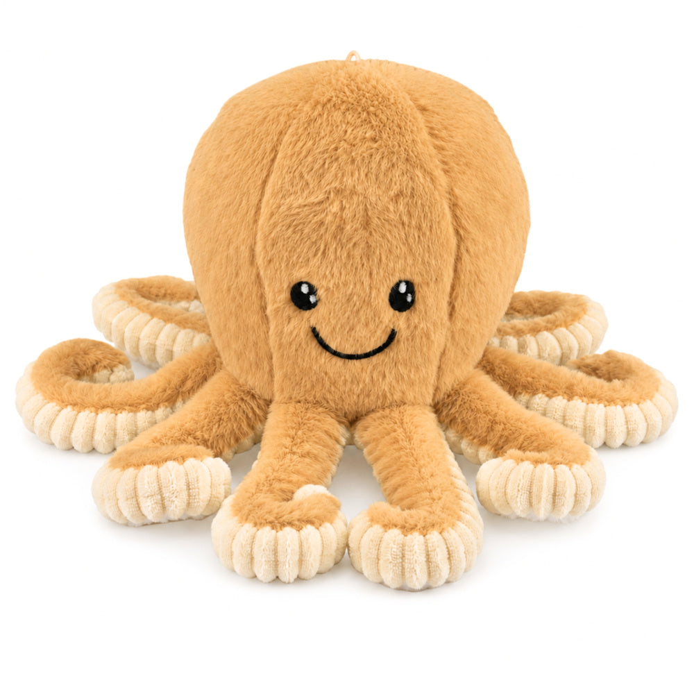 Plush Octopus Plush Toy Cuddly Toy with Elastic Tentacles Beige 30 cm