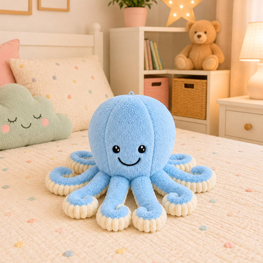 Plush Octopus Plush Toy Cuddly Toy with Elastic Tentacles Blue 50 cm
