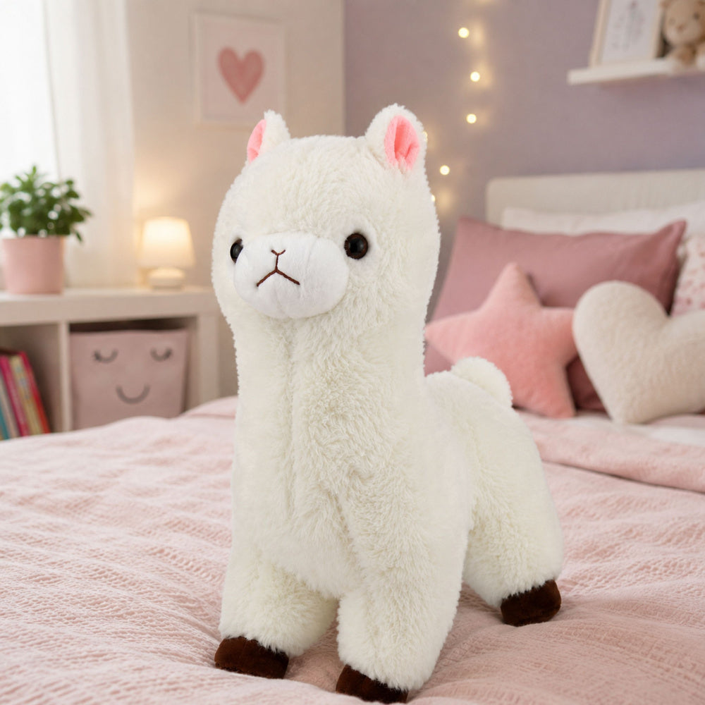 Plush Alpaca Llama Plush Toy Cuddly Toy Soft Fur White 38 cm