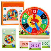 Wooden Educational Clock for Learning Hours Movable Hands Cards 55 pcs.