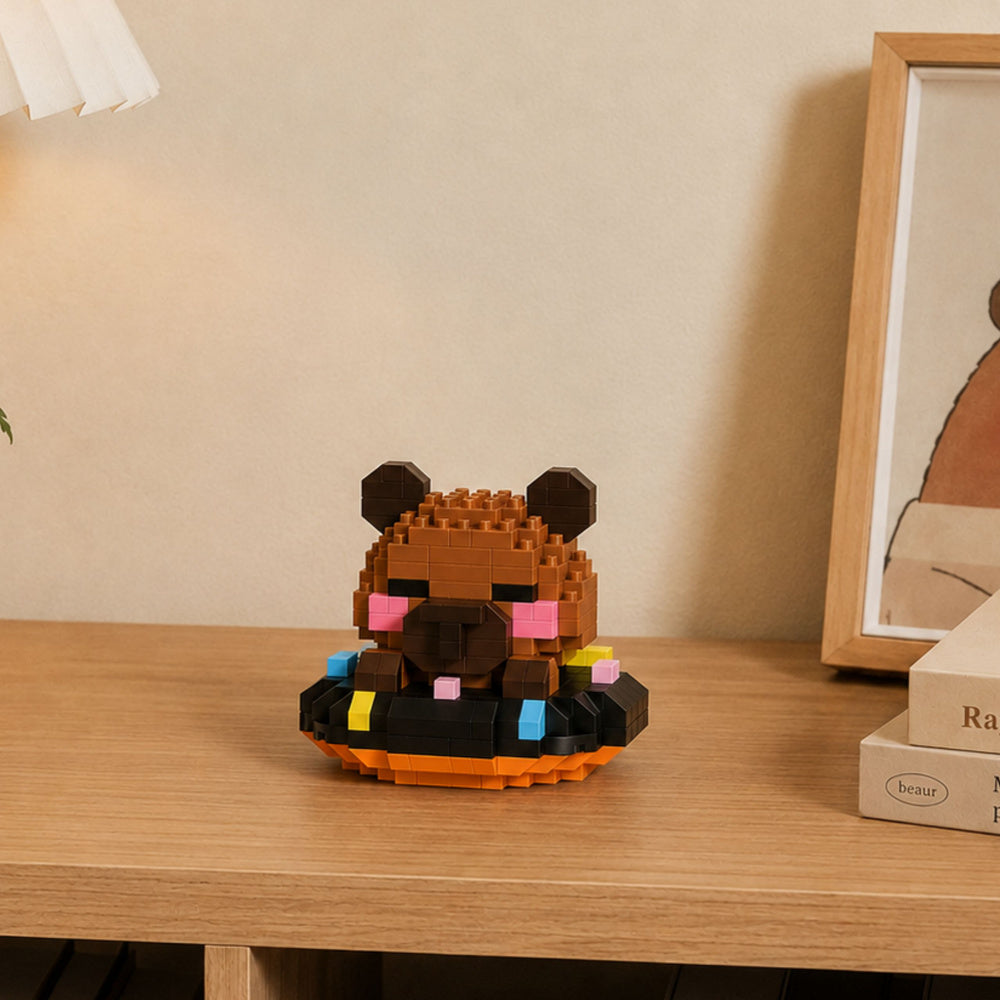 Construction Blocks Mini Figure Capybara on Donut Brown 306 pcs.