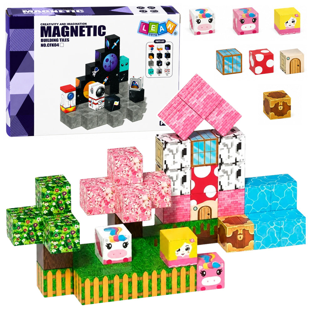 Set of Magnetic Blocks Cubes Cubes Pixels Unicorns 3D 50 pcs.