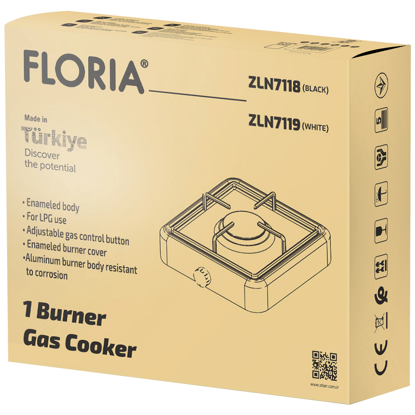Floria Plynový vařič s 1 hořákem, bílý - ZLN7119