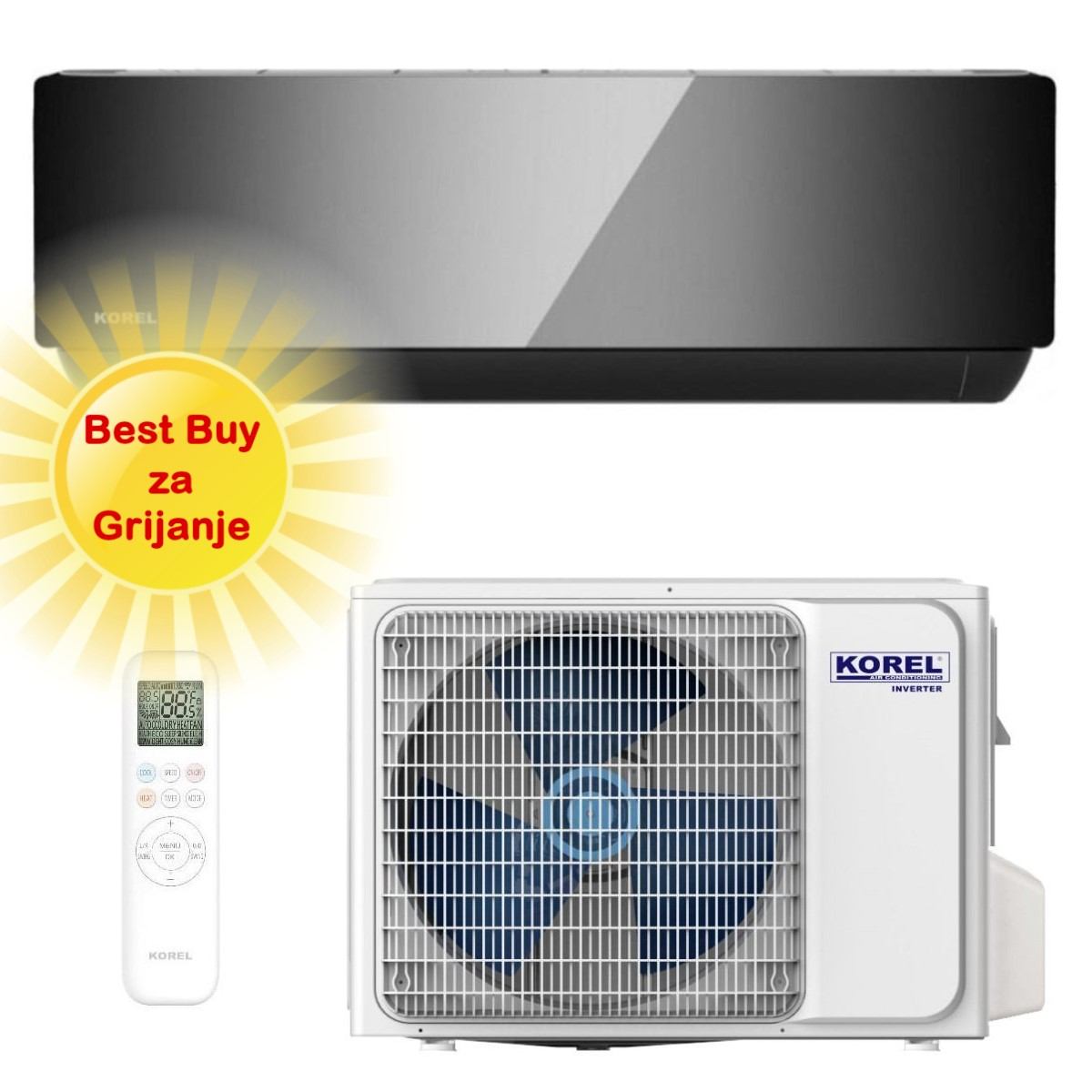 KOREL KLIMA UREĐAJ 3,6kW KSAJP-12DCEG - URBAN ART PLUS, za prostor do 35m2, A++ energetska klasa, Wi-Fi, R32