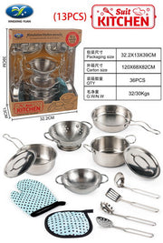 Set metalnih lonaca sa tirkiznom pregačom - 13 elemenata