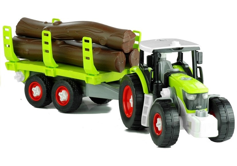 Okretni traktor s prikolicom za drva 43 cm - zeleni