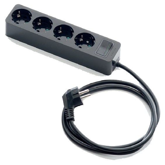 Famatel Produžni kabel 4 utičnice, 1.5m, prekidač, crni, 1.5mm² - 2628N-PK4/1.5