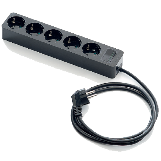 Famatel Produžni kabel 5 utičnica, 1.5m, prekidač, crni, 1.5mm² - 2625-N