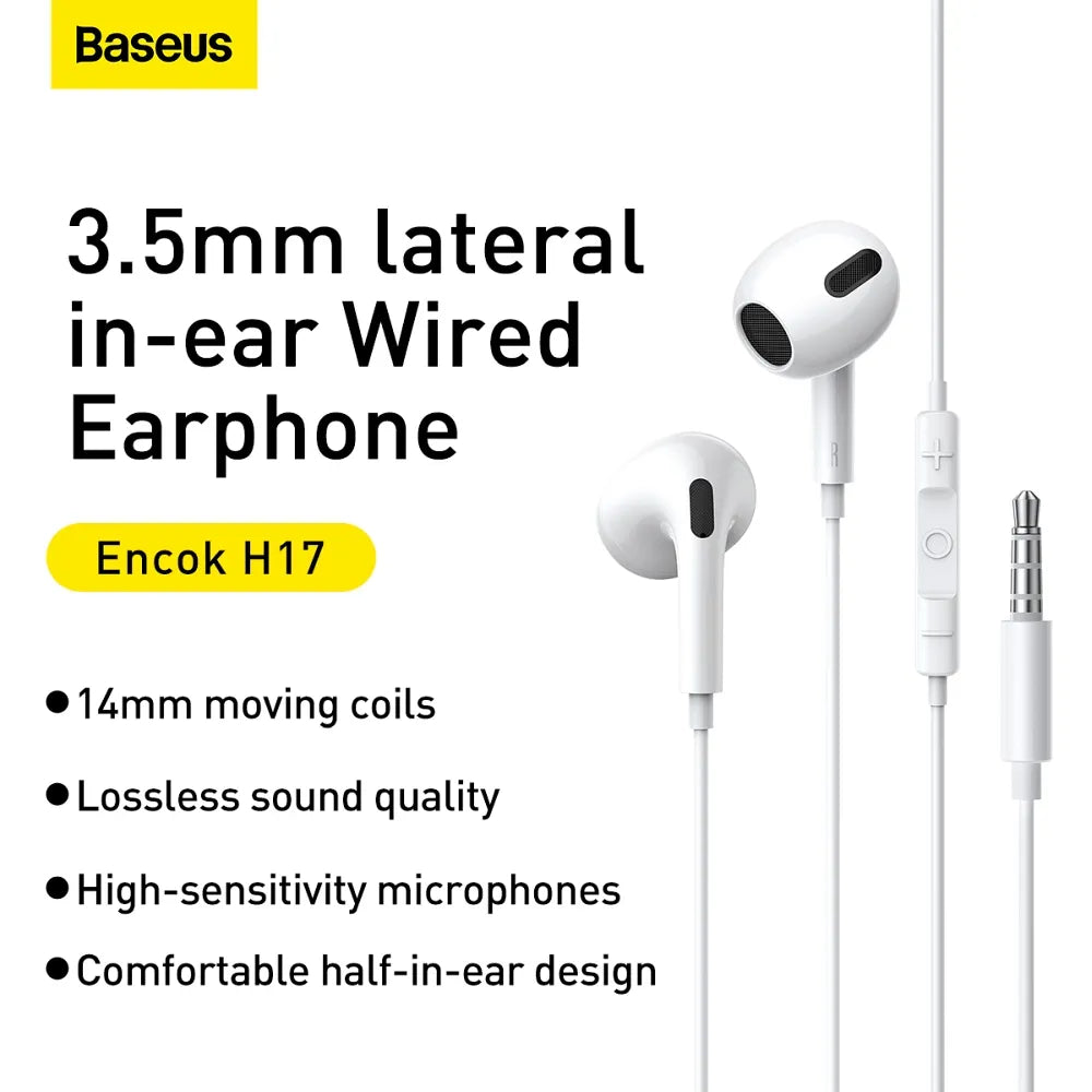 BASEUS sluchátka / sluchátkový konektor 3,5 mm ENCOK Drátové H17 NGCR020002