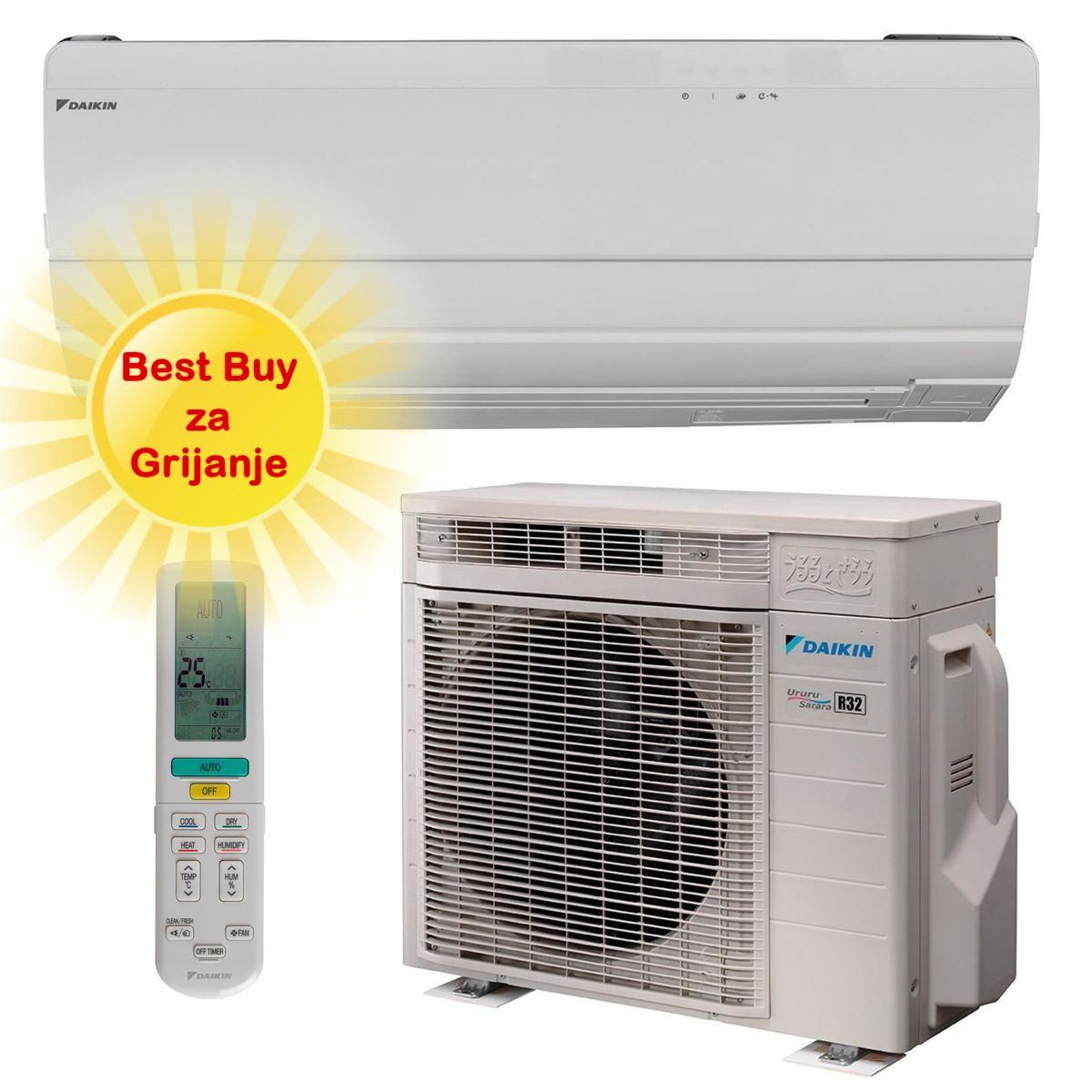 DAIKIN KLIMA UREĐAJ 2,5 kW FTXZ25N/RXZ25N - Ururu sarara, za prostor do 25m2, A+++ energetska klasa, R-32