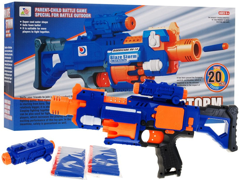 Puška za igru Blaze Storm Pistol sa pjenastim metcima - narančasto/plavi