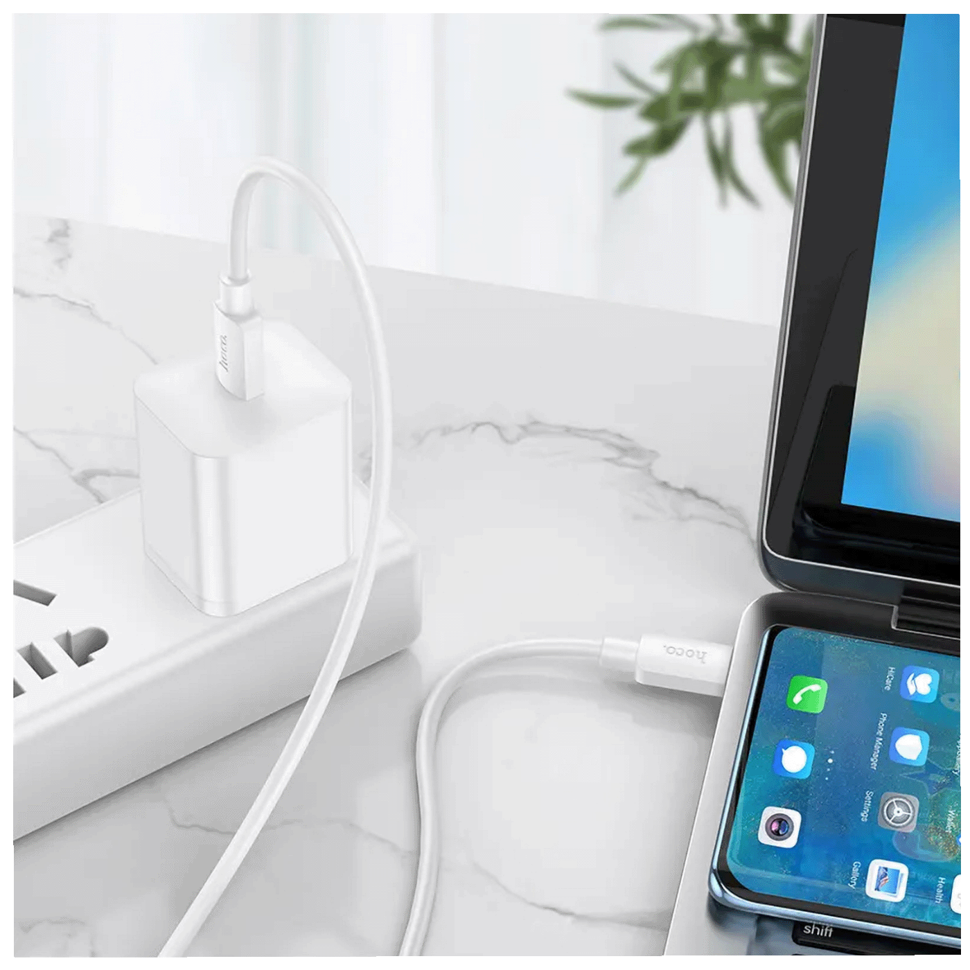 hoco. USB kabel pro chytré telefony, typ C, 100W, bílý - X96 Hyper, 100W, bílý