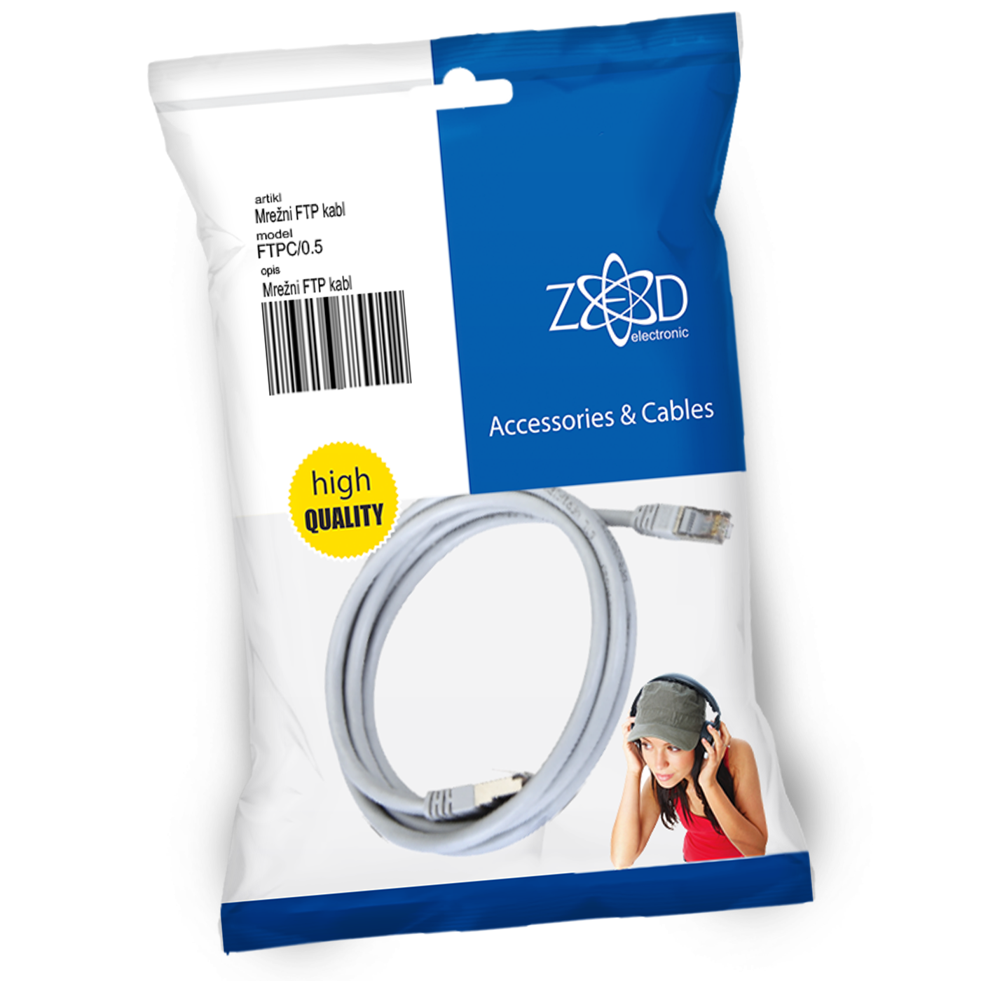 ZED electronic Mrežni FTP kabel, CAT5E, dužina 0.5 metar - FTPC/0.5