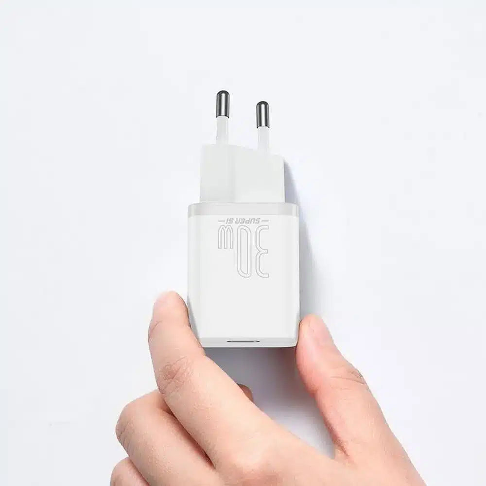 BASEUS nástěnná nabíječka Type-C Super Si Quick Charger IC PD 30W bílá CCSUP-J02/CCCJG30CE