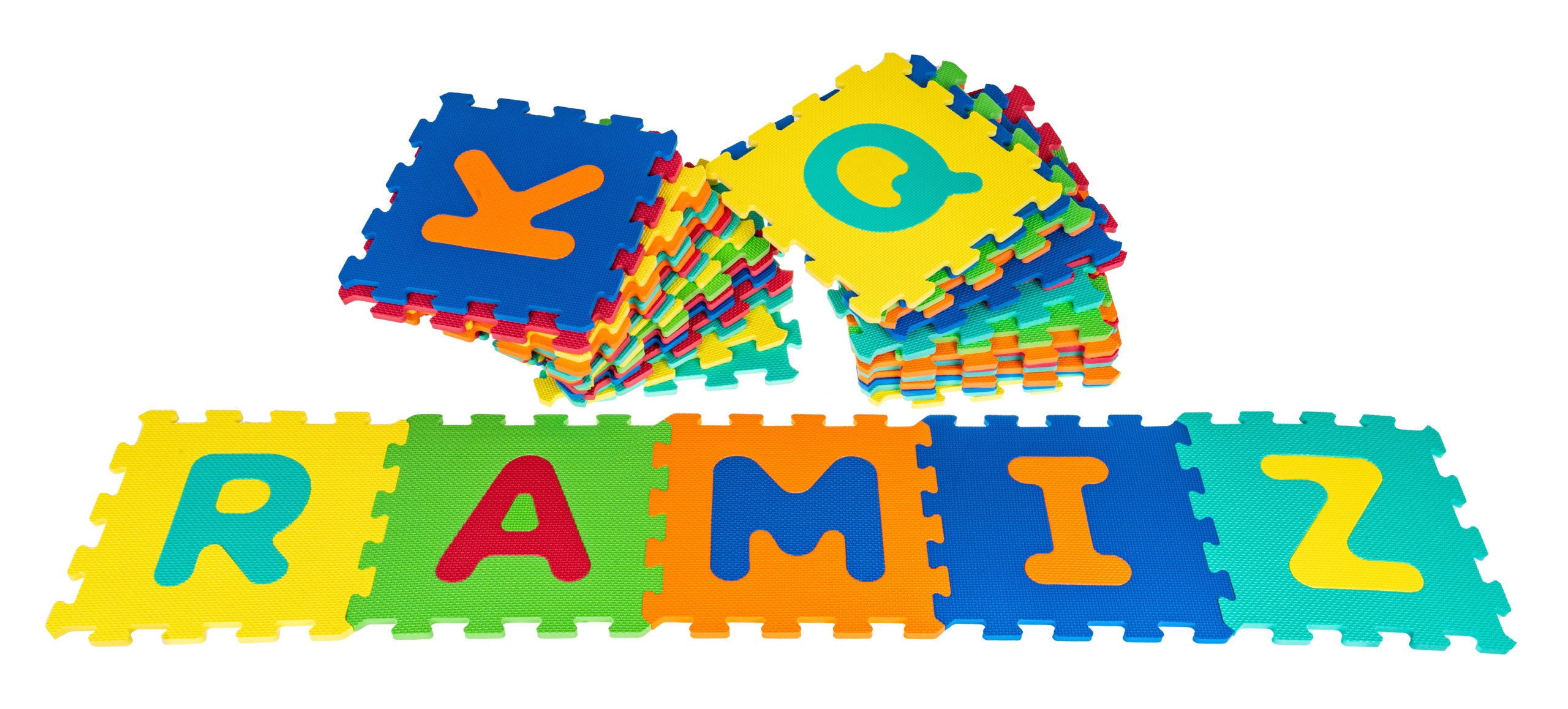 Edukativna podloga za igru - šarene puzzle s slovima i brojevima