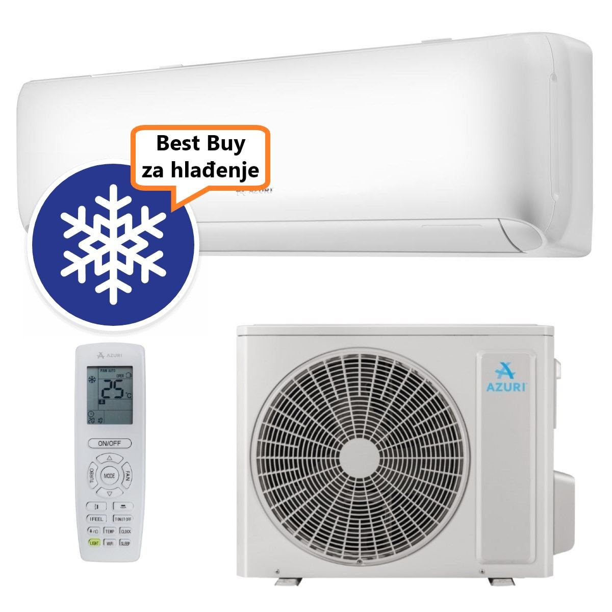 AZURI KLIMA UREĐAJ 4,6 kW AZI-WN50VA - Midori Inverter, za prostor do 50m2, A++ energetska klasa, Wi-Fi, R-32