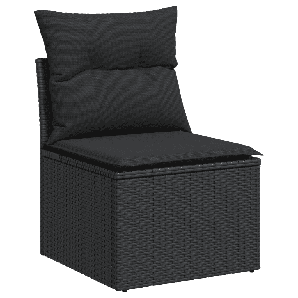 4-dijelni set vrtnih sofa od poliratana s jastucima crni Crna