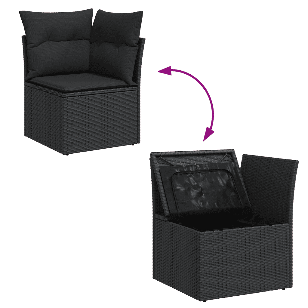 14-dijelni set vrtnih sofa s jastucima poliratan crni Crna