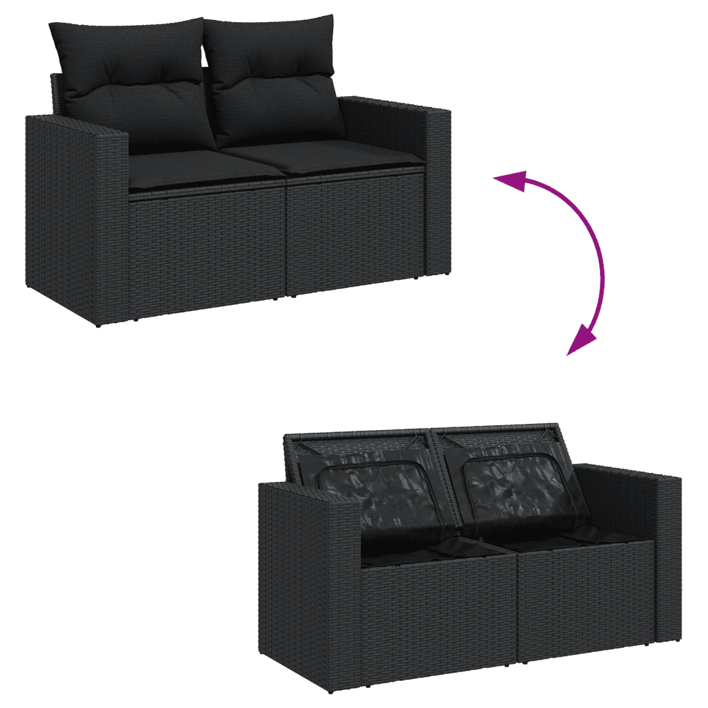 13-dijelni set vrtnih sofa s jastucima poliratan crni Crna