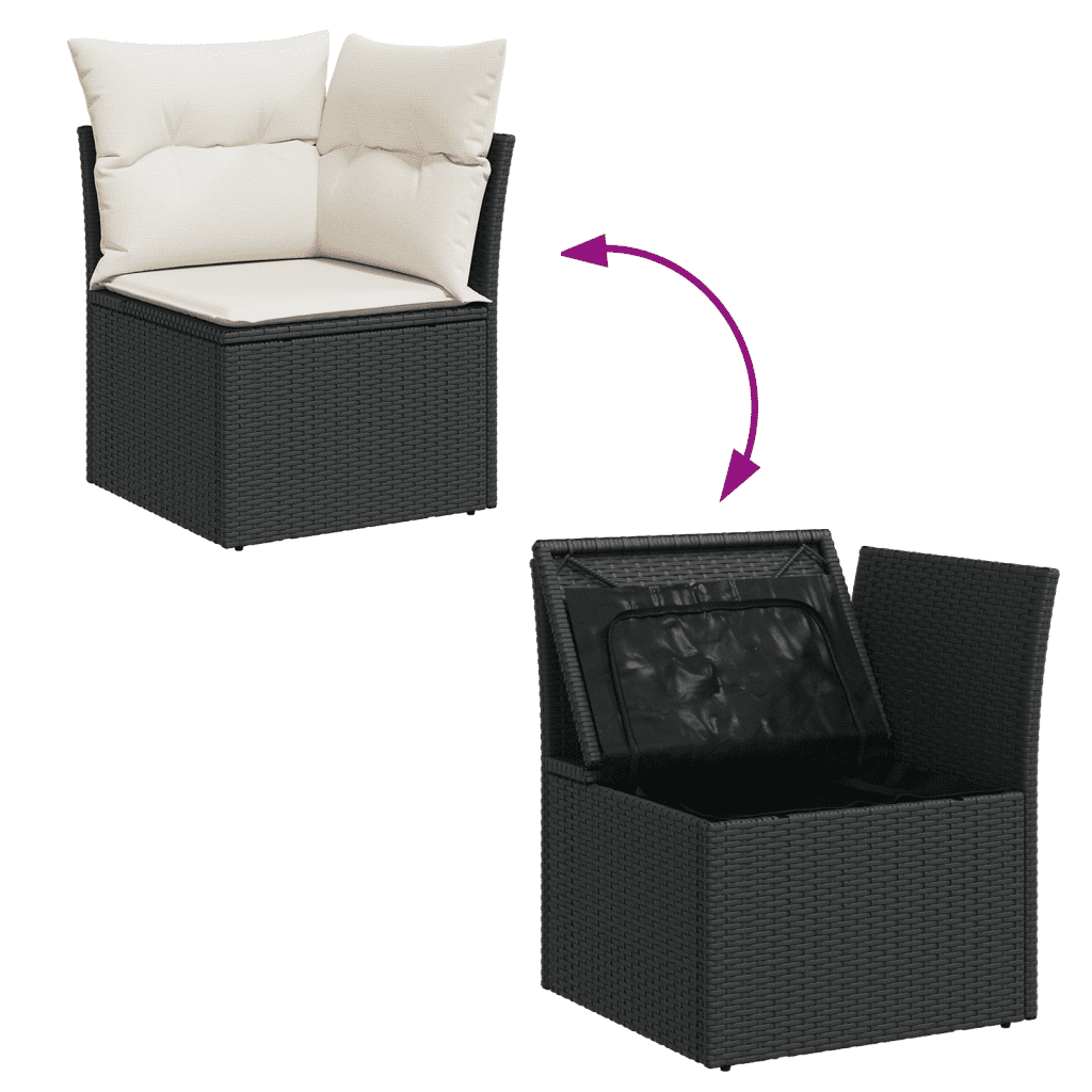 9-dijelni set vrtnih sofa s jastucima crni od poliratana Crna